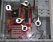 This is an example of an average AGP based PC with most of its parts stripped away so it can serve as a diagram.